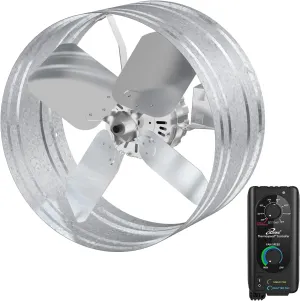 iLiving NEW Upgraded 14" Wall Mounted Variable Speed Gable Exhaust Fan with Thermostat and Speed Controller for Greenhouse, Attics, Workshop, 2339 CFM, Coverage 3400 SqFt Fan with safety blade design