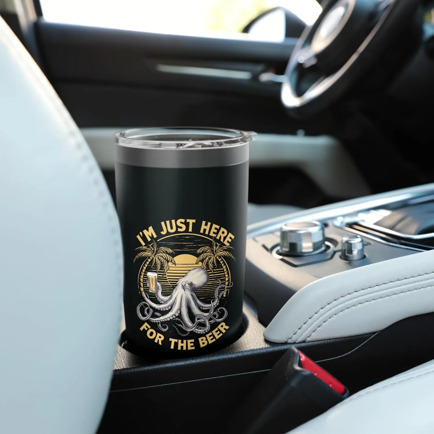 I'M Just Here For The Beer Funny Octopus Humorous Ocean Fans Stainless Steel Insulated Tumbler