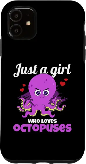 iPhone 11 Just A Girl Who Loves Octopuses Tentacles Octopus Fan Case Octopus-shaped decorative fan