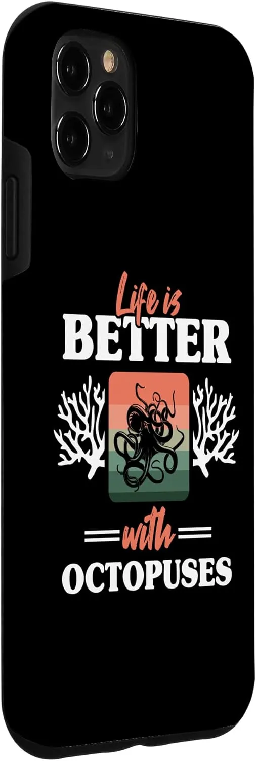 iPhone 11 Pro Max Retro Tentacles Octopus Fan Life Is Better With Octopuses Case