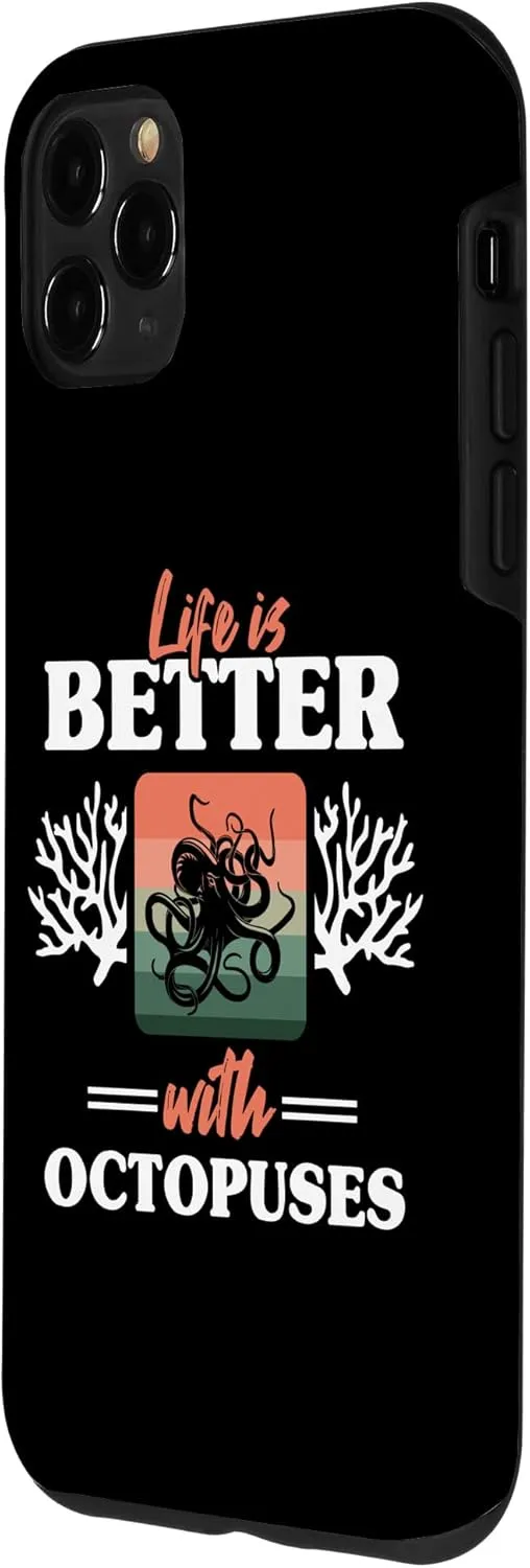 iPhone 11 Pro Max Retro Tentacles Octopus Fan Life Is Better With Octopuses Case