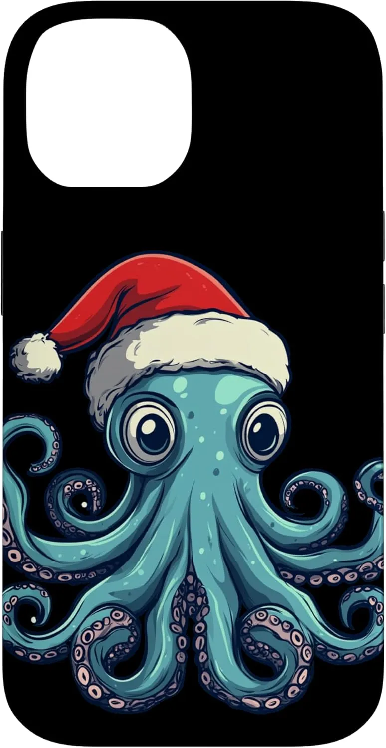 iPhone 14 A Christmas Octopus Full of Holiday Spirit for Octopuses Fan Case Octopus-shaped decorative fan