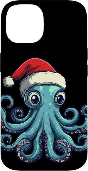iPhone 14 A Christmas Octopus Full of Holiday Spirit for Octopuses Fan Case Octopus-shaped decorative fan
