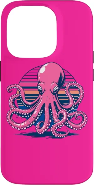 iPhone 14 Pro Retro Groovy Kraken for Octopus Fans Case Octopus-shaped decorative fan