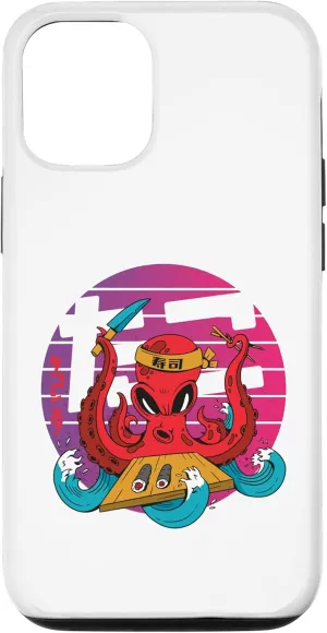 iPhone 15 Sushi Chef Japanese Octopus Kraken Fan Chef Chopsticks Case Octopus-shaped decorative fan