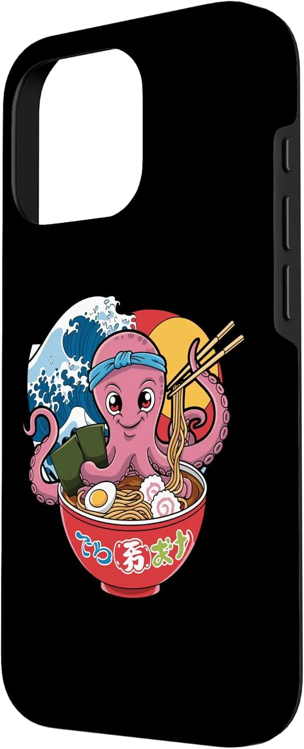 iPhone 16 Pro Kawaii Octopus Ramen Bowl With Chopsticks Noodles Case