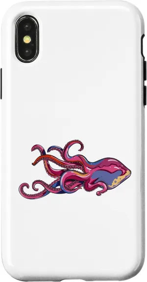iPhone X/XS Giant Squid Octopus Fan Sea Ocean Fan Diver Aquariums Case Octopus-shaped decorative fan