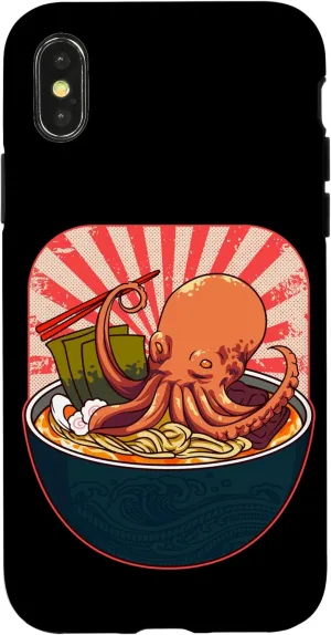 iPhone X/XS Ramen Octopus for Fans of Japanese Cuisine and Culture Case Octopus-shaped decorative fan