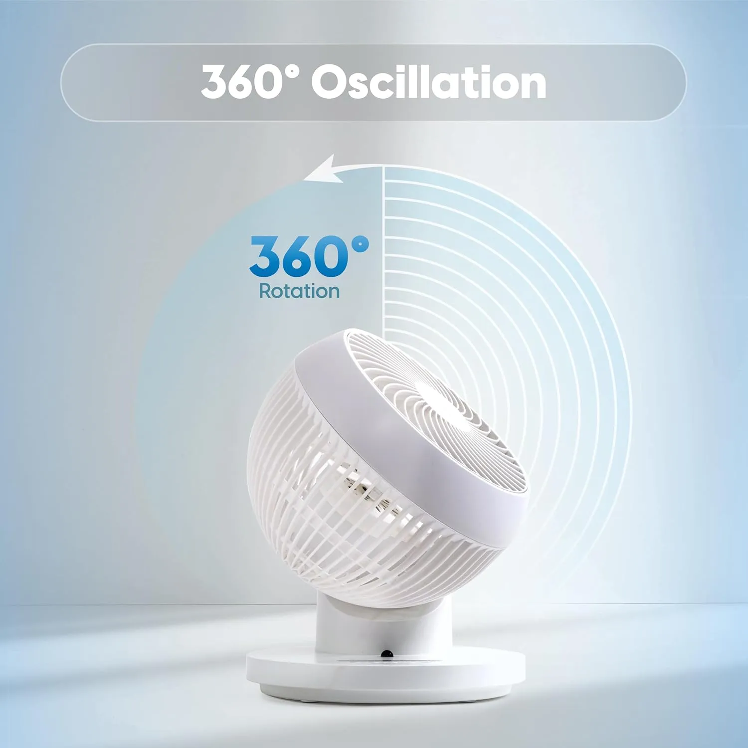 IRIS USA WOOZOO Air Circulator Fan with Remote, 360 Oscillation, 3 Speeds, 52ft Max Air Distance, Quiet Motor, Small Fan for Bedroom, Office, Dorm, White
