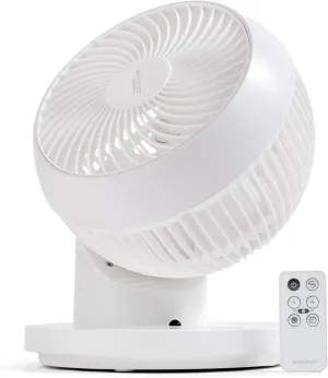 IRIS USA WOOZOO Air Circulator Fan with Remote, 360 Oscillation, 3 Speeds, 52ft Max Air Distance, Quiet Motor, Small Fan for Bedroom, Office, Dorm, White 360-degree rotating fan for home use