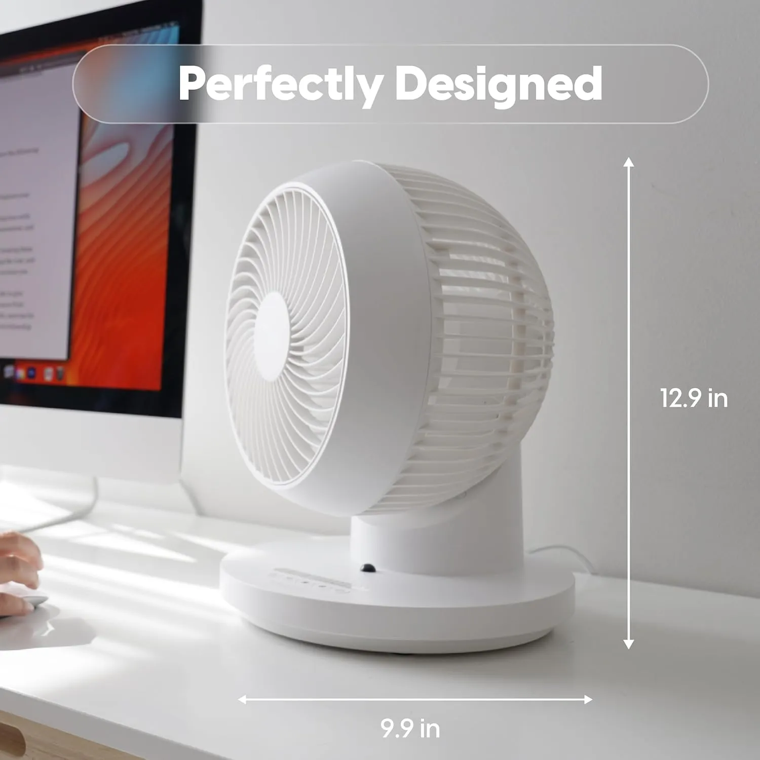 IRIS USA WOOZOO Air Circulator Fan with Remote, 360 Oscillation, 3 Speeds, 52ft Max Air Distance, Quiet Motor, Small Fan for Bedroom, Office, Dorm, White