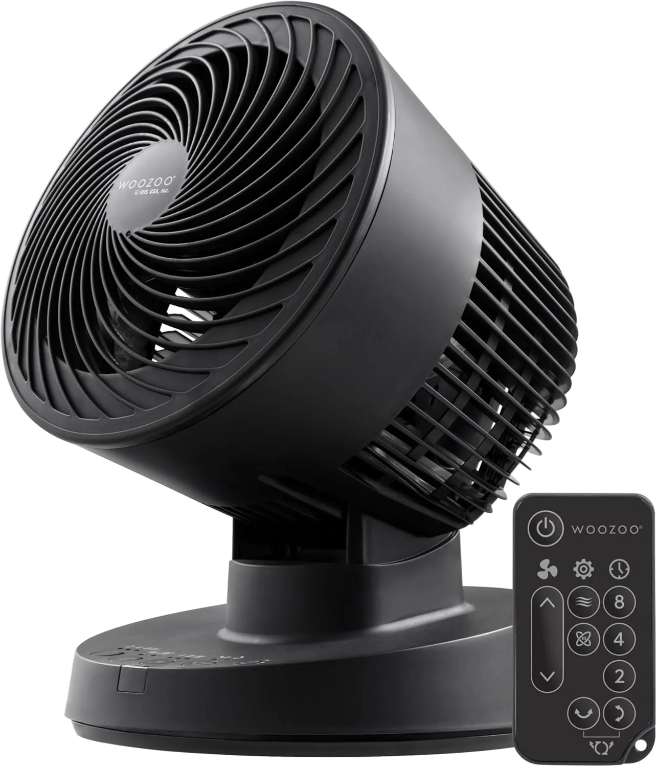 IRIS USA WOOZOO Air Circulator Fan with Remote, Oscillating, 3 Speeds, 56ft Max Air Distance, Adjustable Tilt, Quiet Motor, Small Fan for Bedroom, Office, Dorm, Black Tower bladeless fan for modern homes