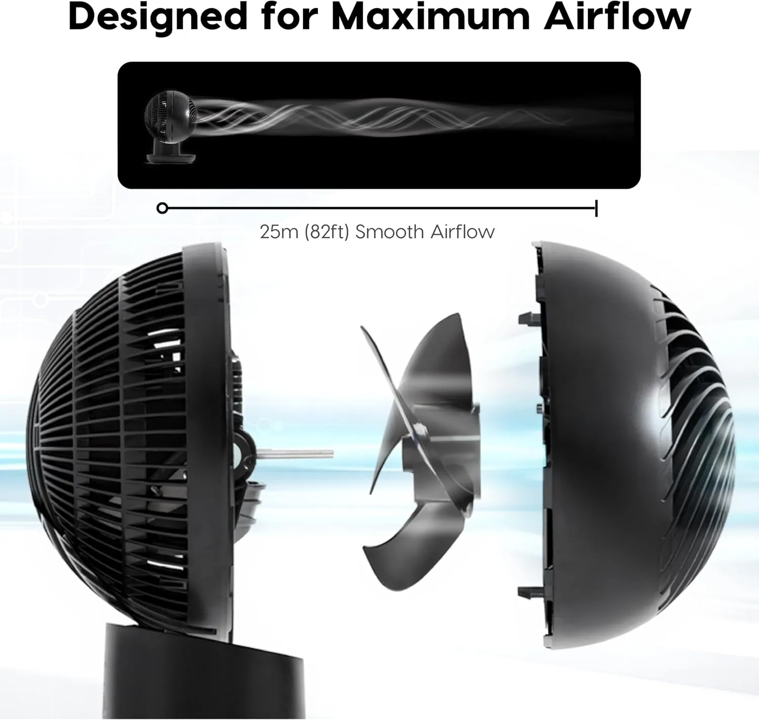 IRIS USA WOOZOO Air Circulator Fan with Remote, Oscillating, 8 Speeds, 82ft Max Air Distance, 120 Adjustable Tilt, Ultra Quiet Motor, Small Fan for Bedroom, Office, Dorm, Black