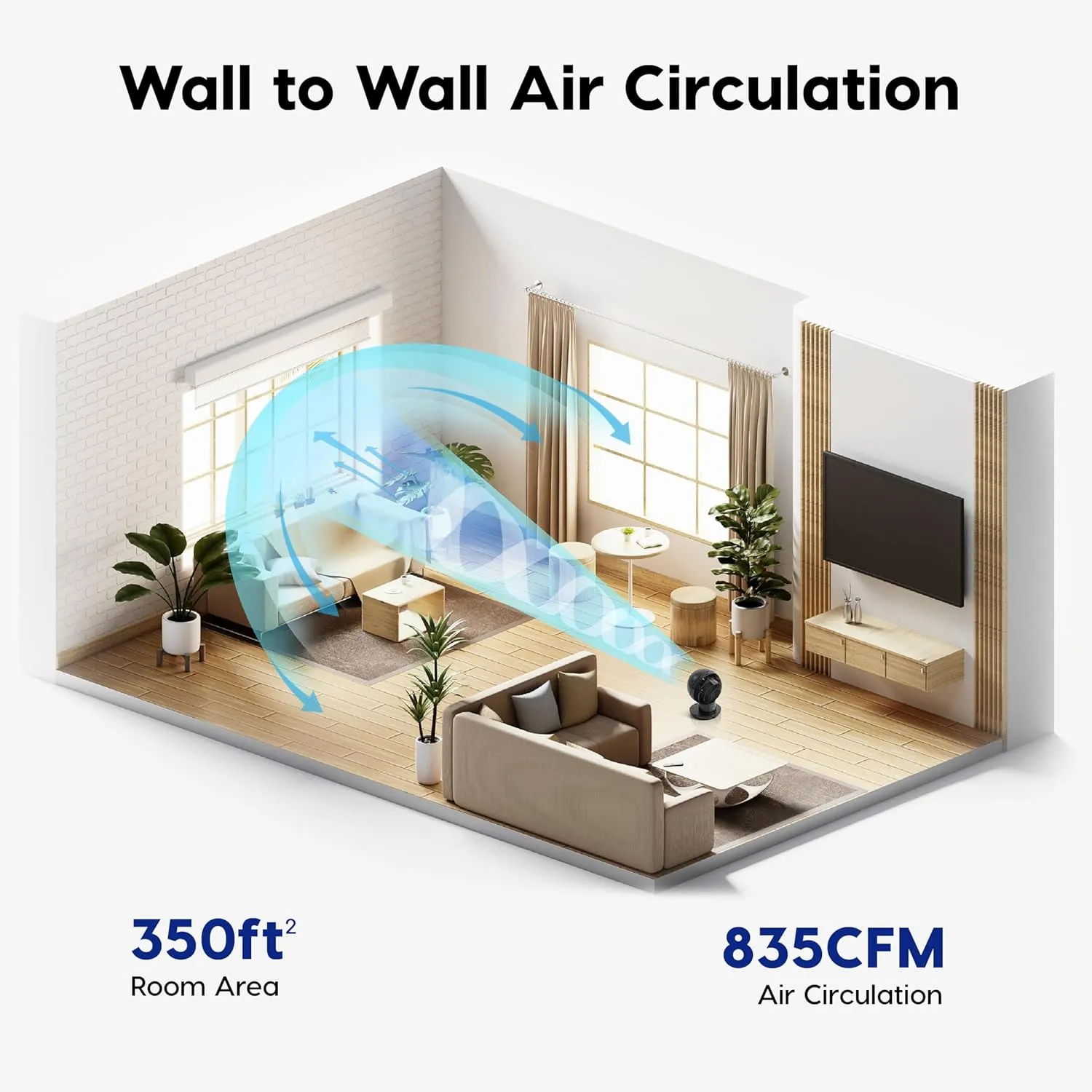 IRIS USA WOOZOO Air Circulator Fan with Remote, Oscillating, 8 Speeds, 82ft Max Air Distance, 120 Adjustable Tilt, Ultra Quiet Motor, Small Fan for Bedroom, Office, Dorm, Black