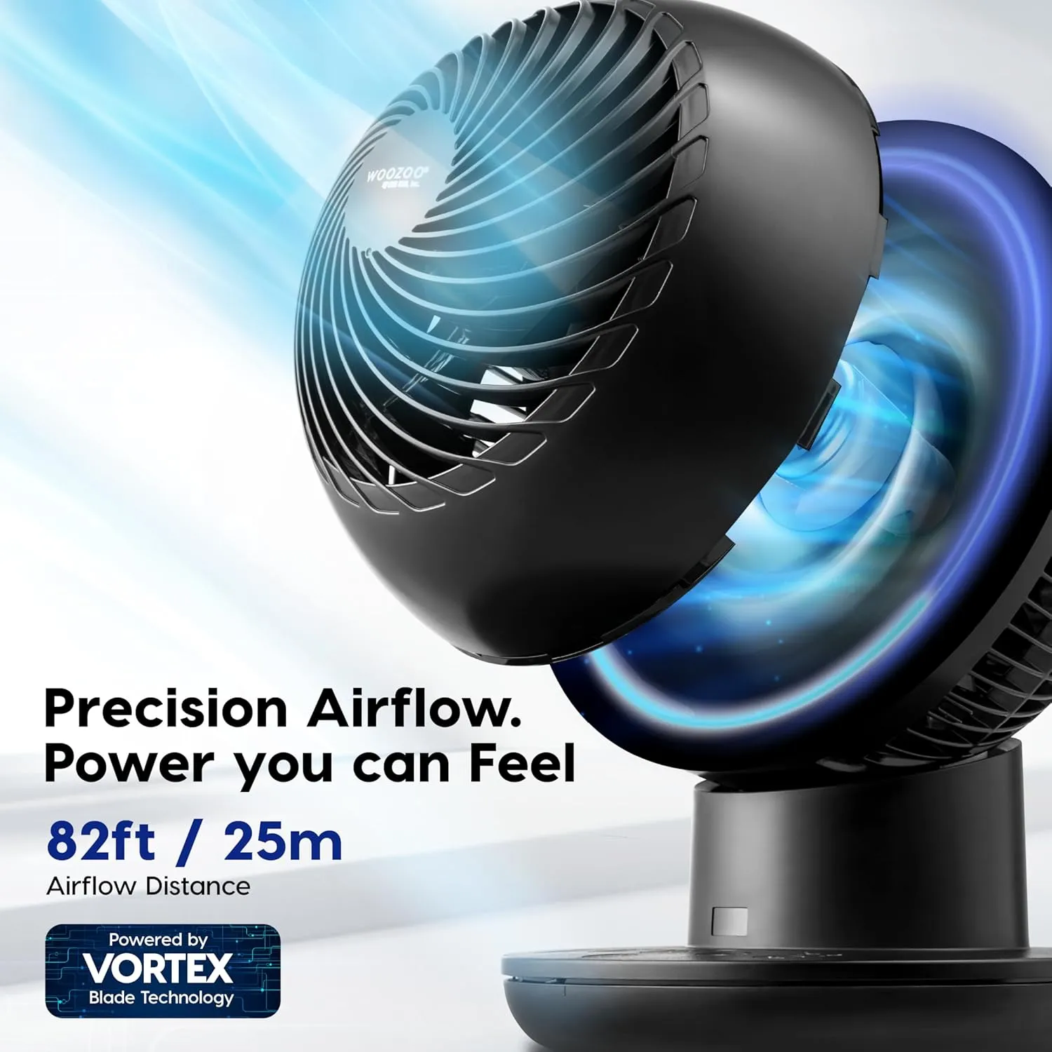 IRIS USA WOOZOO Air Circulator Fan with Remote, Oscillating, 8 Speeds, 82ft Max Air Distance, 120 Adjustable Tilt, Ultra Quiet Motor, Small Fan for Bedroom, Office, Dorm, Black