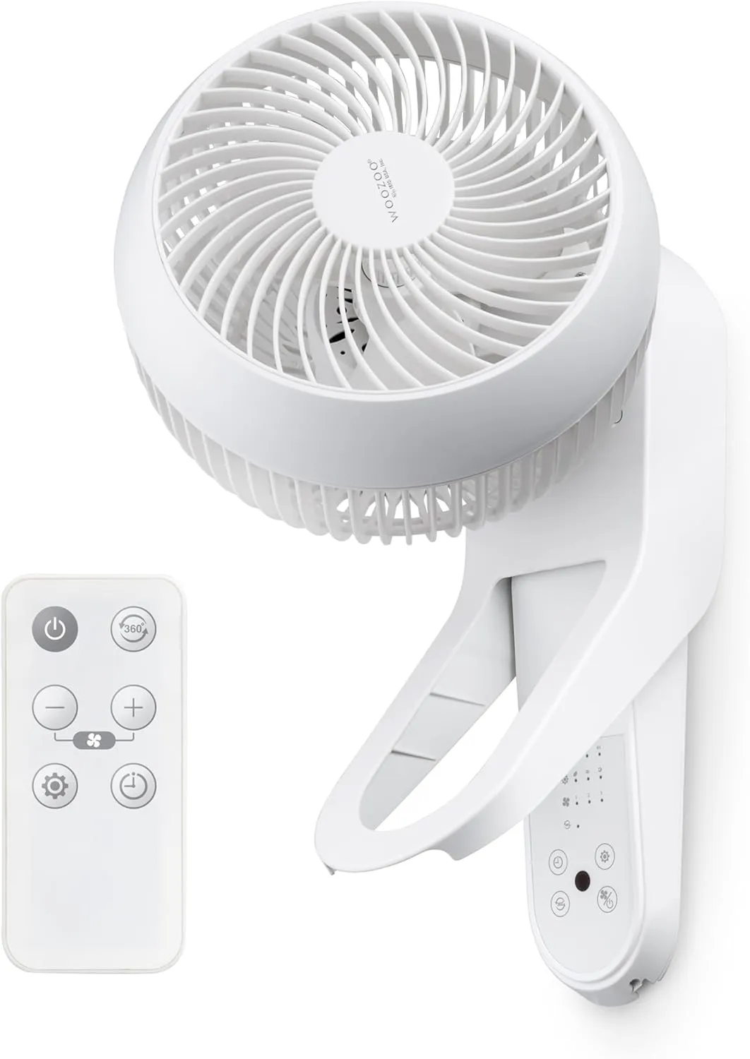 IRIS USA WOOZOO Air Circulator Wall Mount Fan with Remote, 360 Oscillation, 3 Speeds, 414 sqft Coverage, Quiet 30dB Motor, Adjustable Tilt, for Bedroom, Living Room, Office, Dorm, White USB desktop fan for workspace