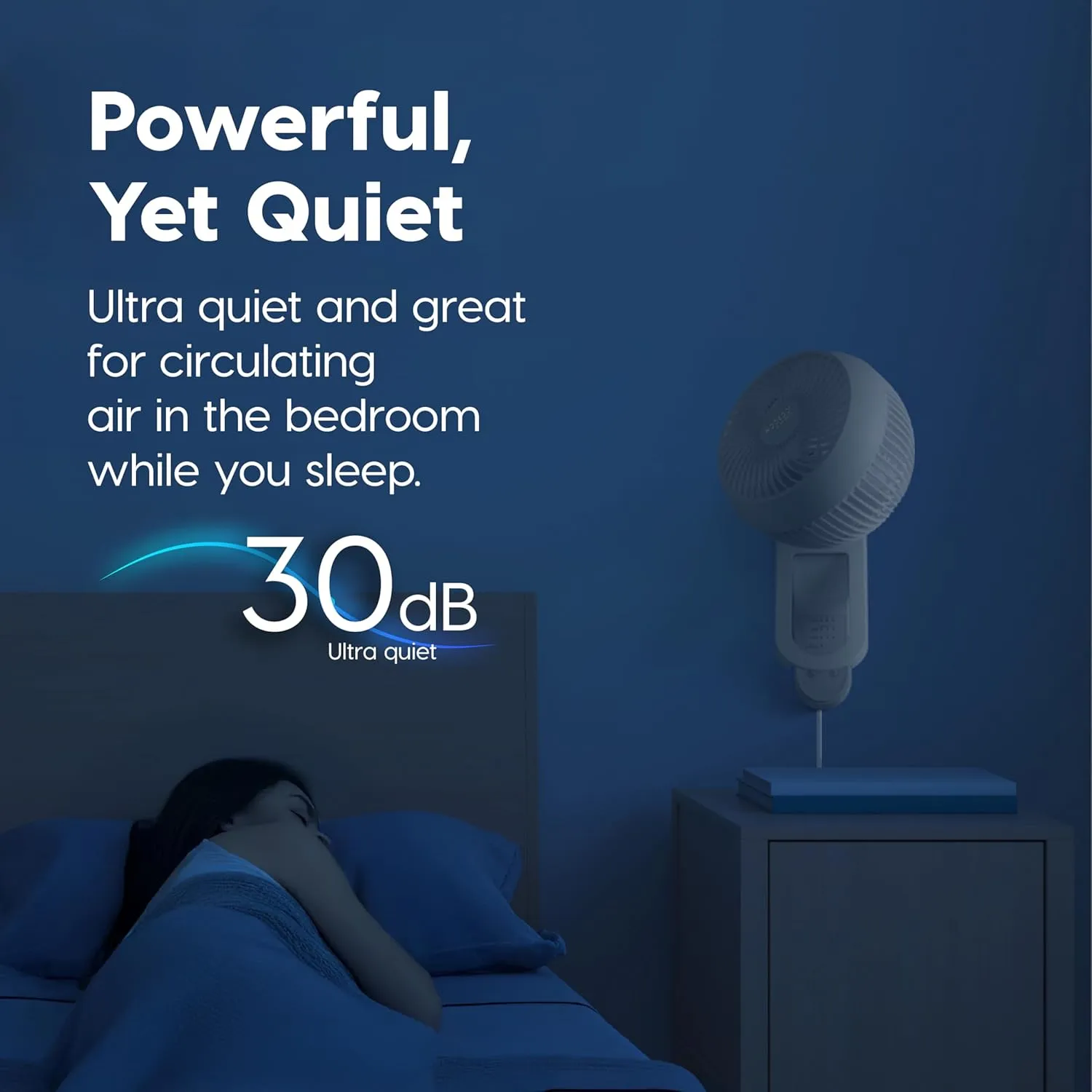 IRIS USA WOOZOO Air Circulator Wall Mount Fan with Remote, 360 Oscillation, 3 Speeds, 414 sqft Coverage, Quiet 30dB Motor, Adjustable Tilt, for Bedroom, Living Room, Office, Dorm, White