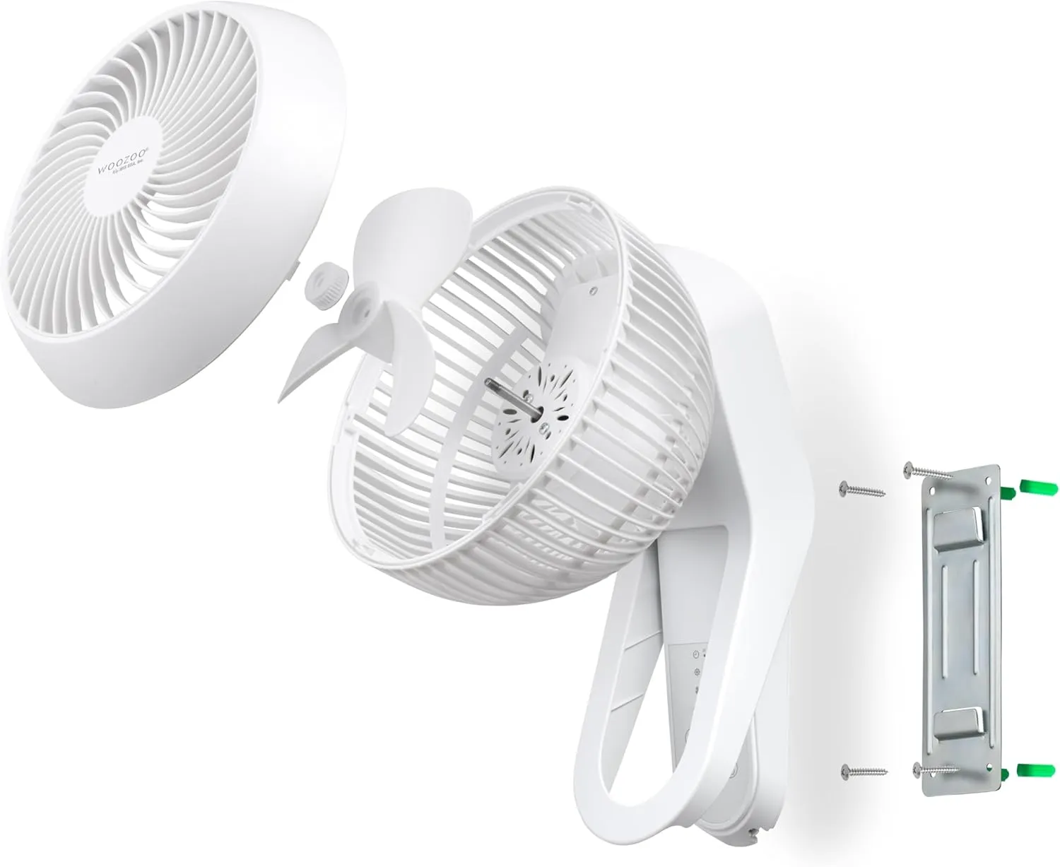 IRIS USA WOOZOO Air Circulator Wall Mount Fan with Remote, 360 Oscillation, 3 Speeds, 414 sqft Coverage, Quiet 30dB Motor, Adjustable Tilt, for Bedroom, Living Room, Office, Dorm, White