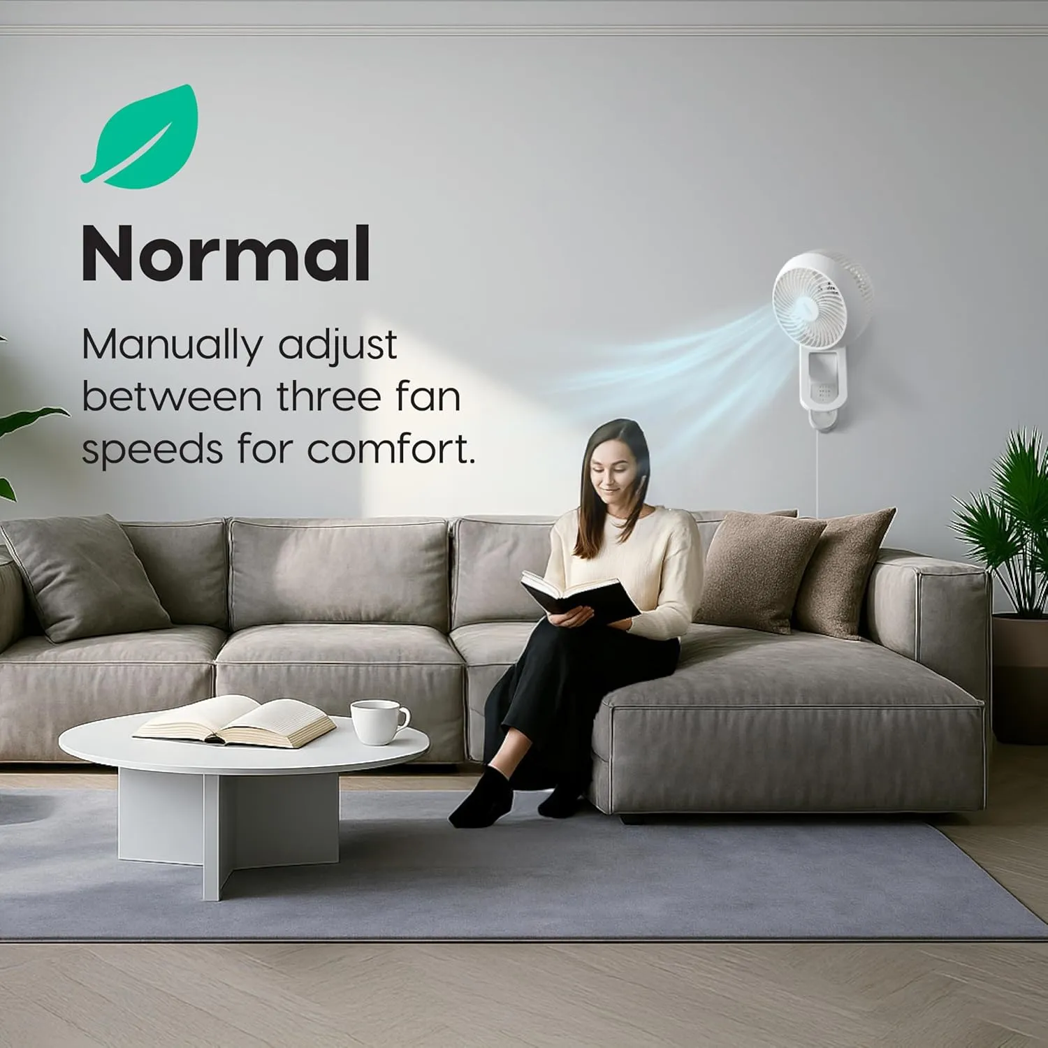 IRIS USA WOOZOO Air Circulator Wall Mount Fan with Remote, 360 Oscillation, 3 Speeds, 414 sqft Coverage, Quiet 30dB Motor, Adjustable Tilt, for Bedroom, Living Room, Office, Dorm, White