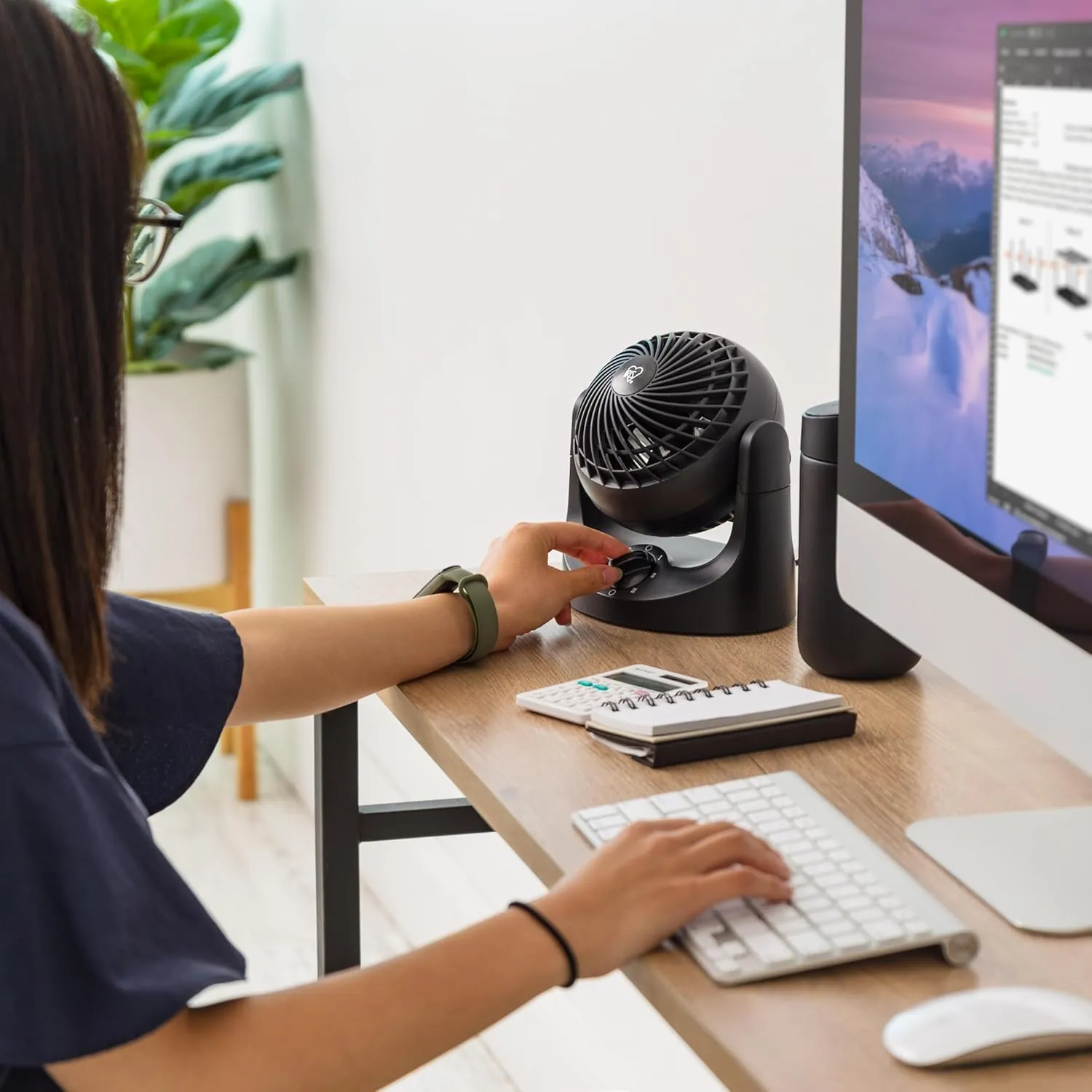 IRIS USA WOOZOO Desk Fan, Air Circulator, 3 Speeds, 32ft Max Air Distance, 112 Adjustable Tilt, 27.5db Quiet Motor, Small Fan for Bedroom, Office, Dorm, Black
