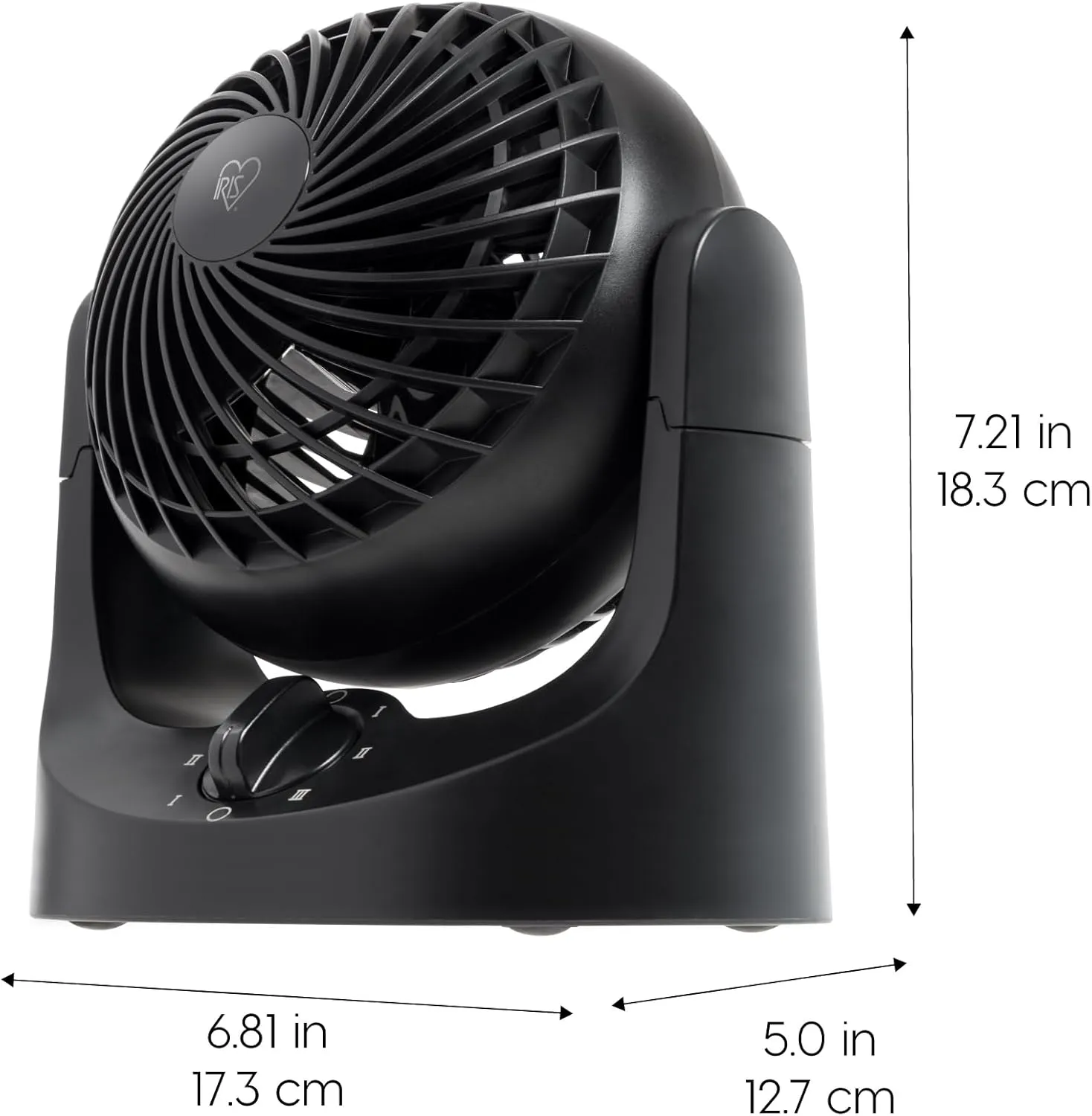 IRIS USA WOOZOO Desk Fan, Air Circulator, 3 Speeds, 32ft Max Air Distance, 112 Adjustable Tilt, 27.5db Quiet Motor, Small Fan for Bedroom, Office, Dorm, Black