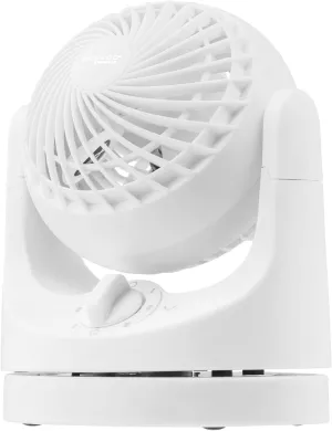 IRIS USA WOOZOO Desk Fan, Oscillating Table Air Circulator, 3 Speeds, 32ft Max Air Distance, 112 Adjustable Tilt, 27.5db Quiet Motor, Small Fan for Bedroom, Office, Dorm, White Desktop fan with humidification feature