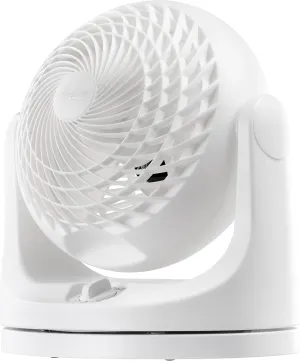 IRIS USA WOOZOO Desk Fan, Oscillating Table Air Circulator, 3 Speeds, 52ft Max Air Distance, 112 Adjustable Tilt, 30db Quiet Motor, Small Fan for Bedroom, Office, Dorm, White 360-degree rotating fan for home use