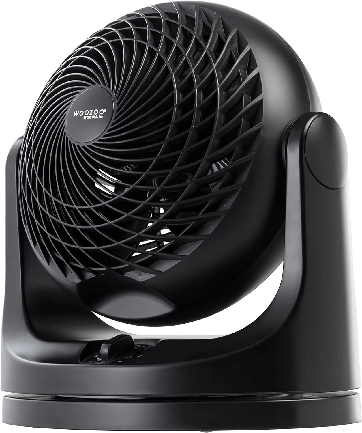IRIS USA WOOZOO Desk Fan, Oscillating Table Air Circulator, 3 Speeds, 52ft Max Air Distance, 112 Adjustable Tilt, Quiet Motor, Small Fan for Bedroom, Office, Dorm, Black 360-degree rotating fan for home use