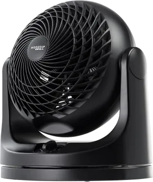 IRIS USA WOOZOO Desk Fan, Oscillating Table Air Circulator, 3 Speeds, 52ft Max Air Distance, 112 Adjustable Tilt, Quiet Motor, Small Fan for Bedroom, Office, Dorm, Black 360-degree rotating fan for home use