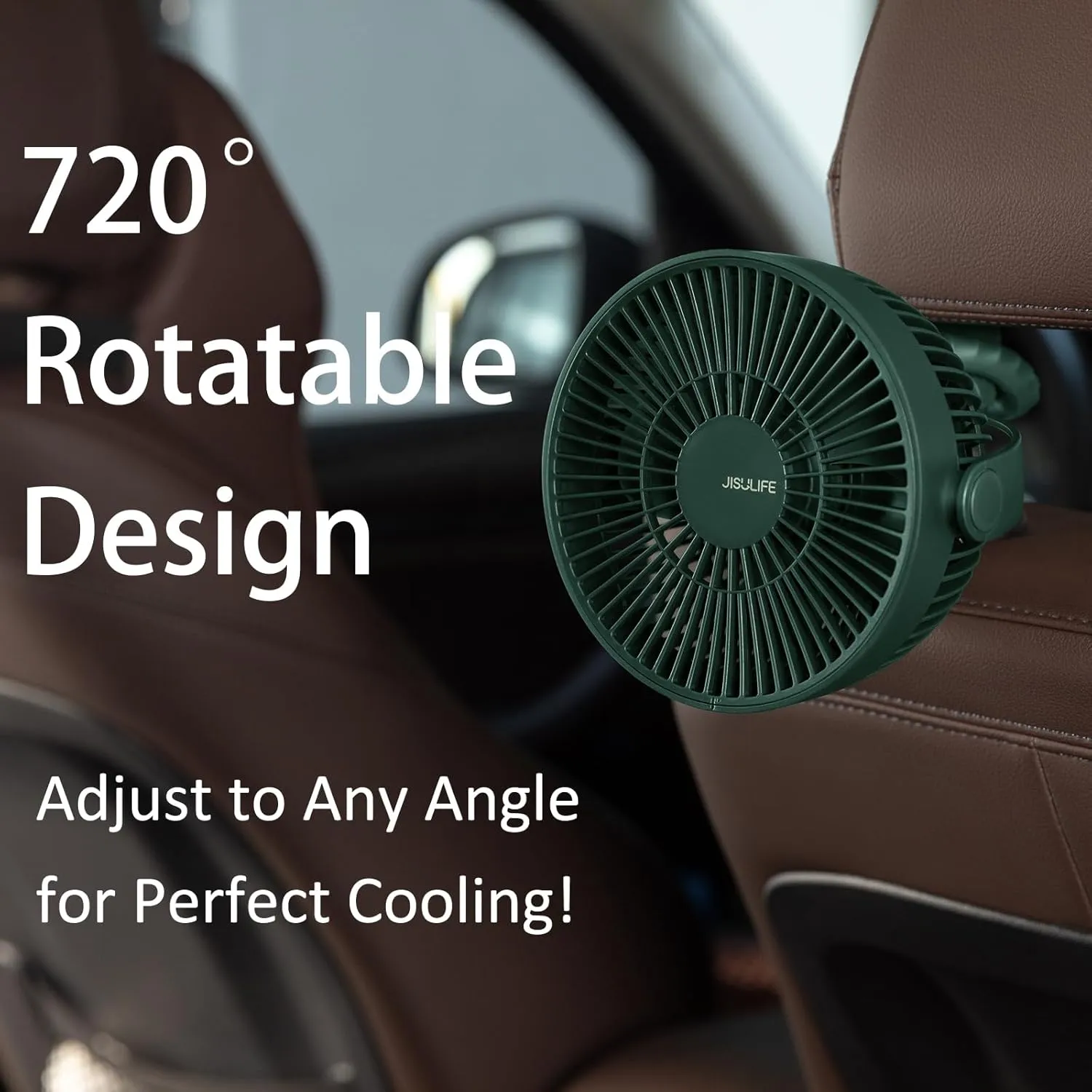 JISULIFE Battery Operated Portable Stroller Fan,4 Wind Speeds and 720 Adjustable Angle,USB Rechargeable Handheld Mini Fan,Octopus Clip Design for Crib, Golf Cart, Treadmill - Green