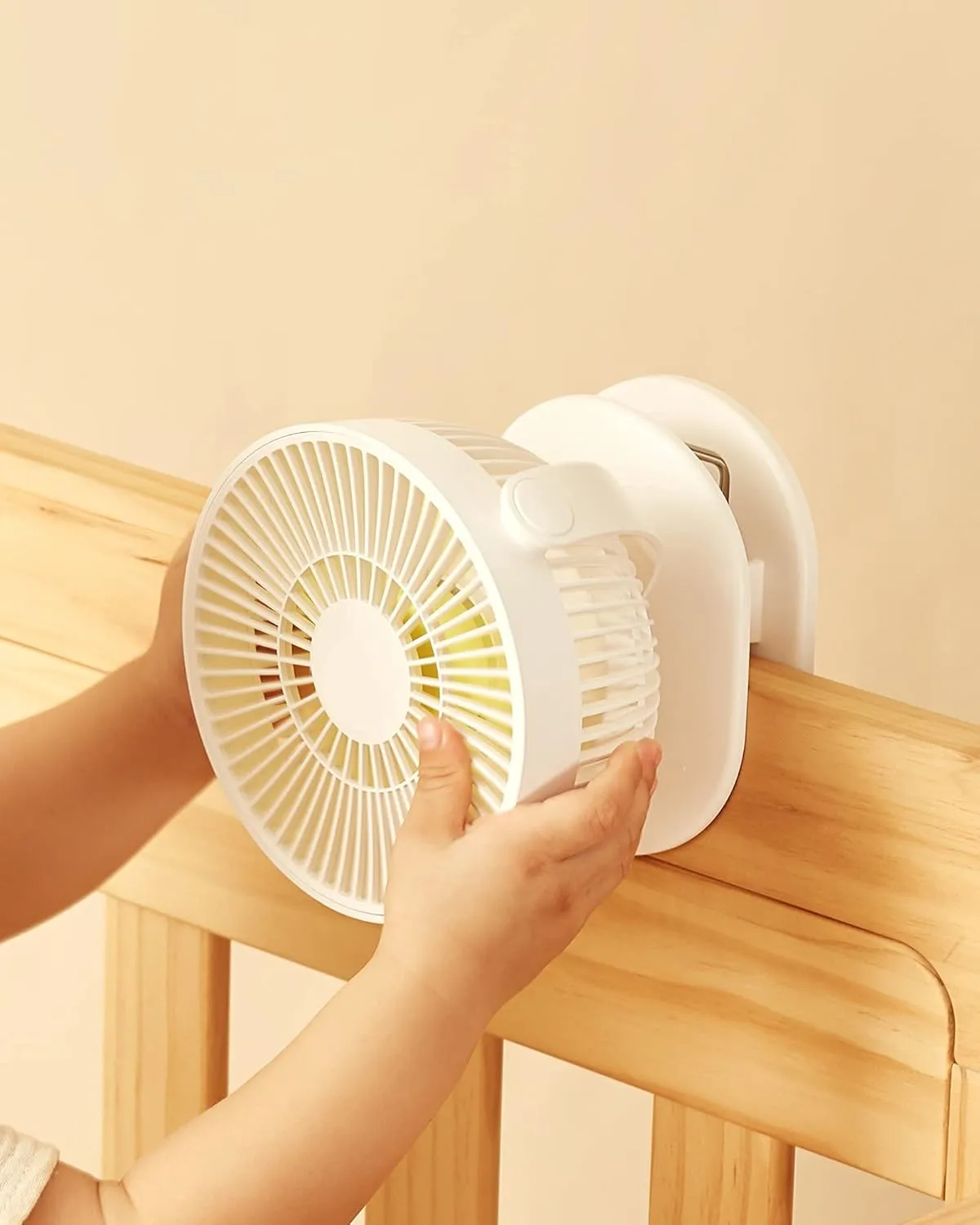 JISULIFE Clip on Baby Stroller Fan, 4000mAh Battery Operated, Portable Personal Small Fan, Quiet & Narrow Slot Design, 4 Speeds, Max 14 Hrs, Ideal for Bed, Desk, Car Seat - Milky White