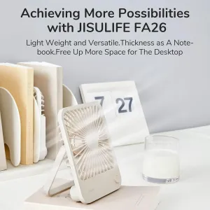 JISULIFE Desk Fan Battery Rechargeable, 4500mAh 180Foldable Portable Personal Fan, 4 Speeds Adjustable Long Battery-life for Home Office Travel Outdoor Gifts for Women Men-Brown USB desktop fan for workspace