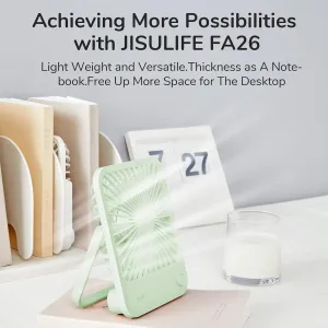JISULIFE Desk Fan Battery Rechargeable, 4500mAh 180Foldable Portable Personal Fan, 4 Speeds Adjustable Long Battery-life for Home Office Travel Outdoor Gifts for Women Men-Green USB desktop fan for workspace