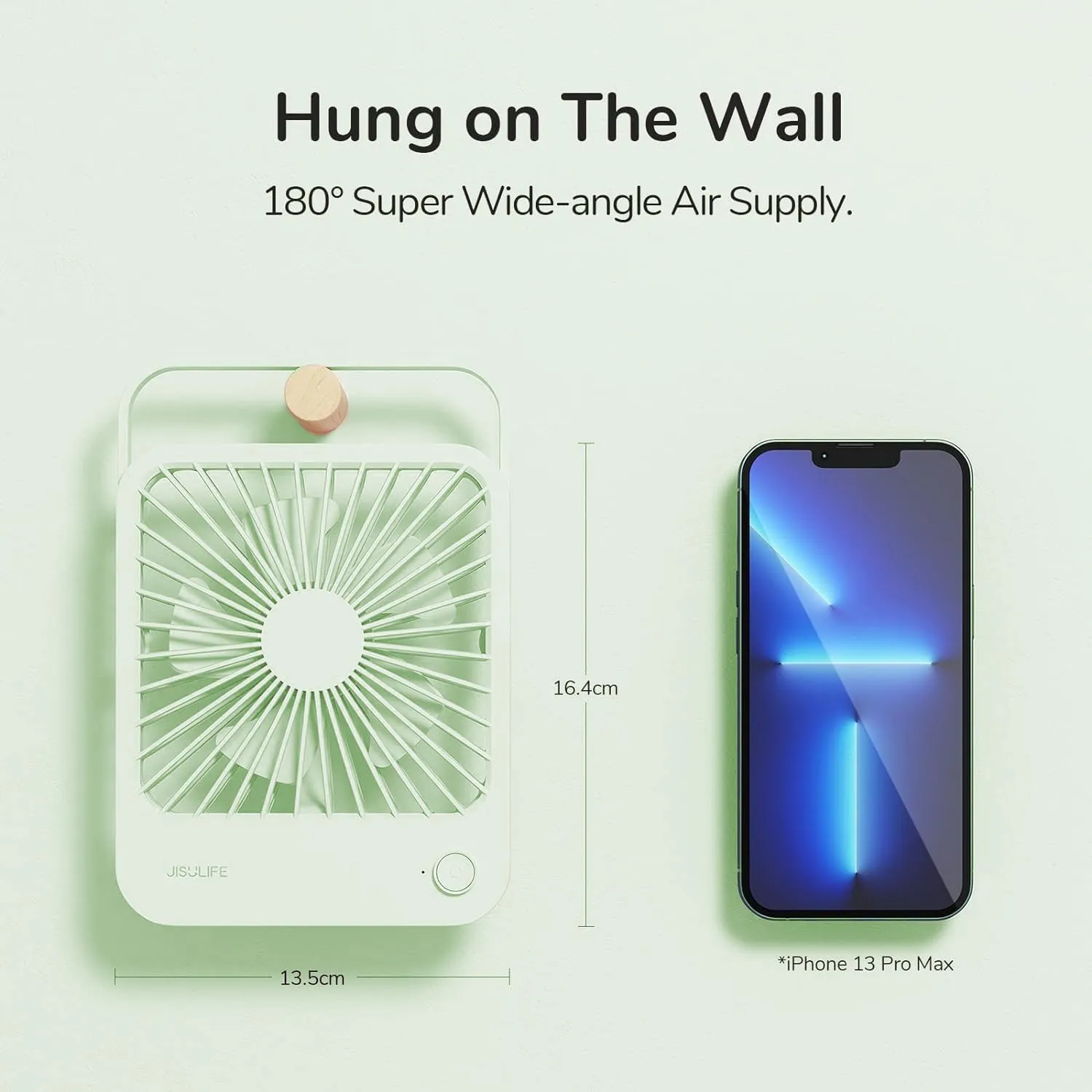 JISULIFE Desk Fan Battery Rechargeable, 4500mAh 180Foldable Portable Personal Fan, 4 Speeds Adjustable Long Battery-life for Home Office Travel Outdoor Gifts for Women Men-Green