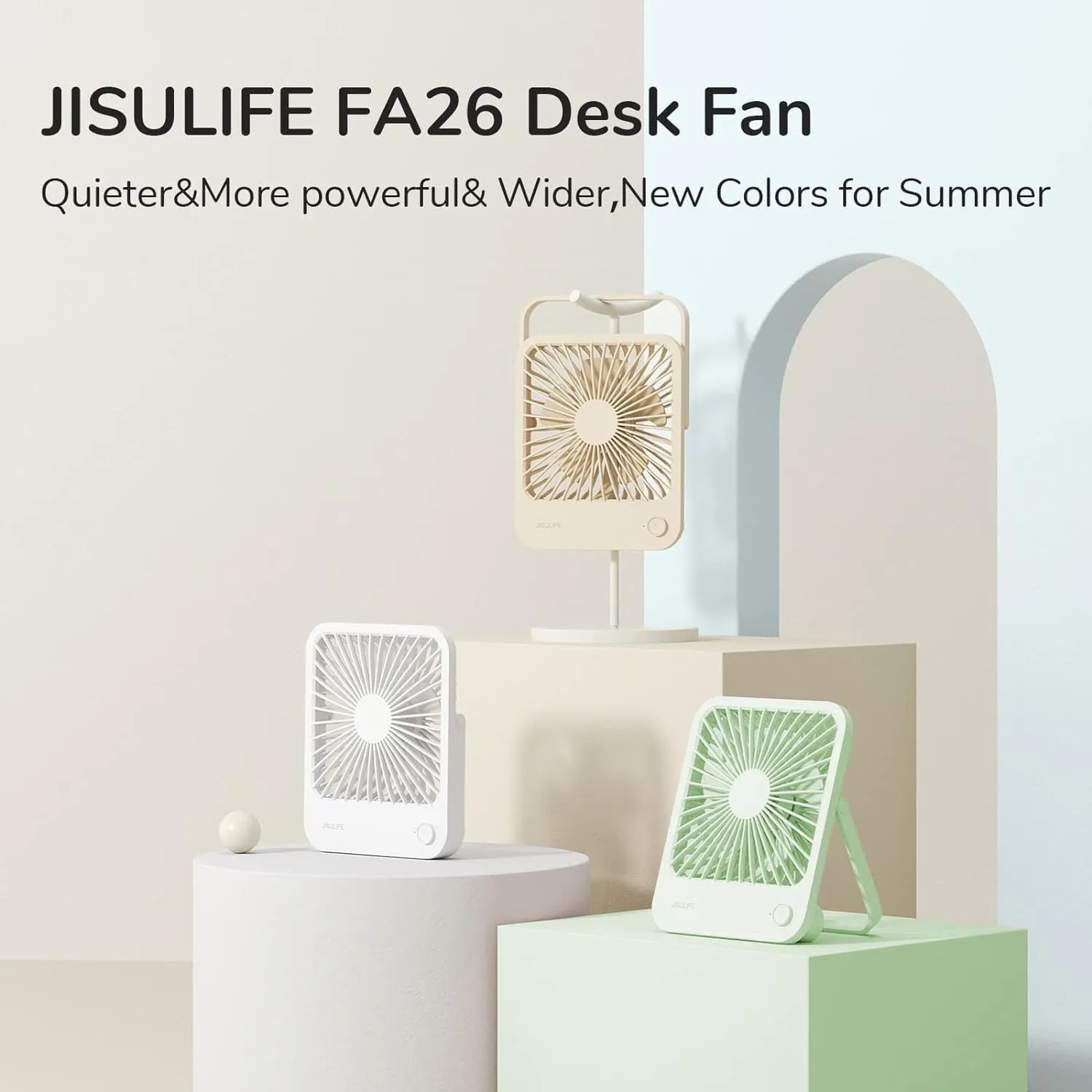 JISULIFE Desk Fan Battery Rechargeable, 4500mAh 180Foldable Portable Personal Fan, 4 Speeds Adjustable Long Battery-life for Home Office Travel Outdoor Gifts for Women Men-Green