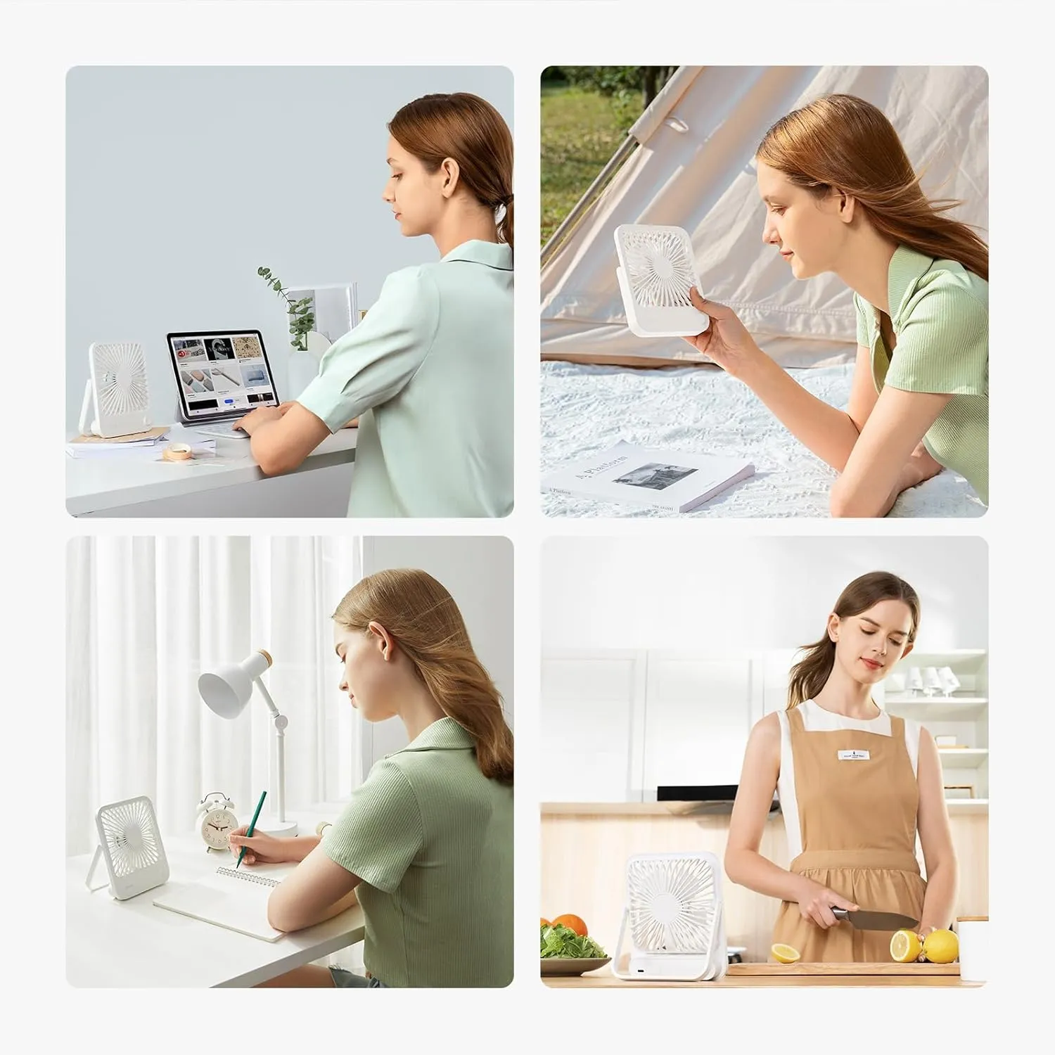JISULIFE Desk Fan Battery Rechargeable, 4500mAh 180Foldable Portable Personal Fan, 4 Speeds Adjustable Long Battery-life for Home Office Travel Outdoor Gifts for Women Men-White