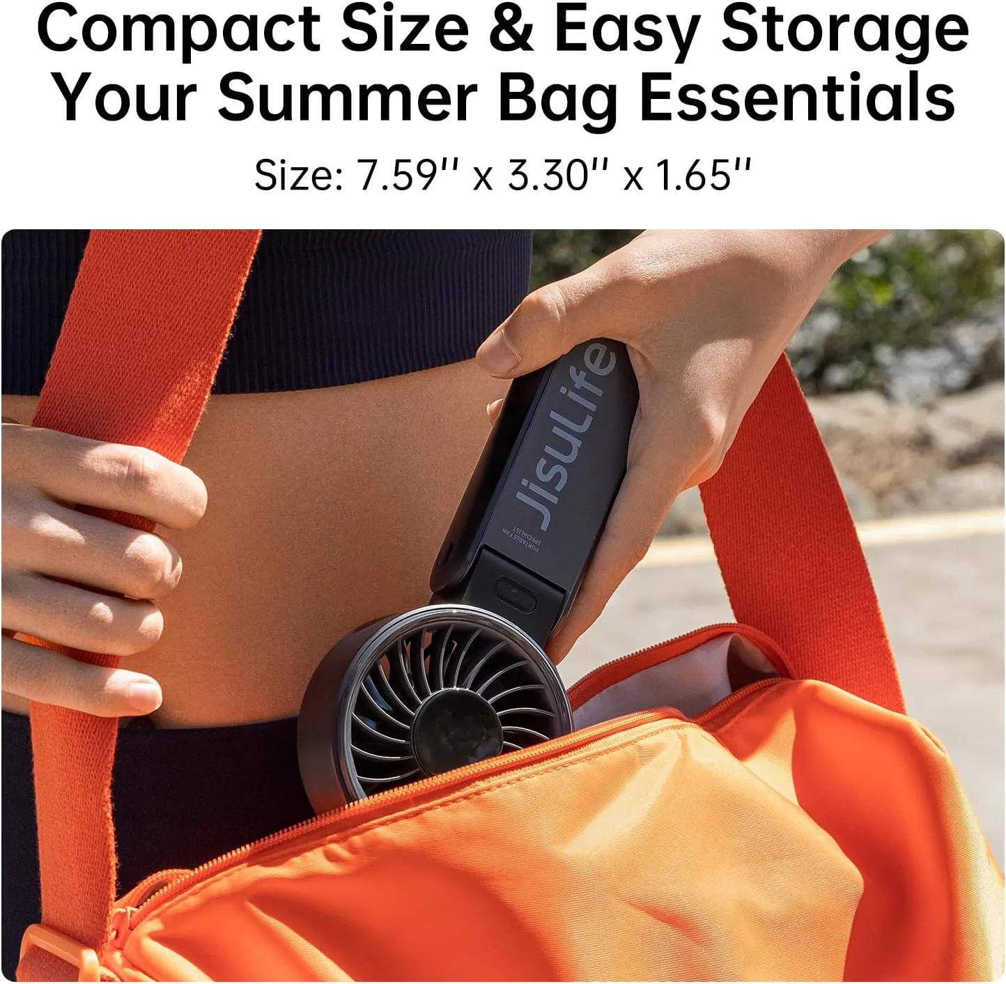 JISULIFE Handheld Fan Life7  Ultimate Flexibility: High-Power Motor, LED Display, 19.5 Hrs Cooling, 5000mAh Rechargeable, 5-Speed, Foldable Design, 3-IN-1 Portable Fan for Travel Cruise Beach(Black)