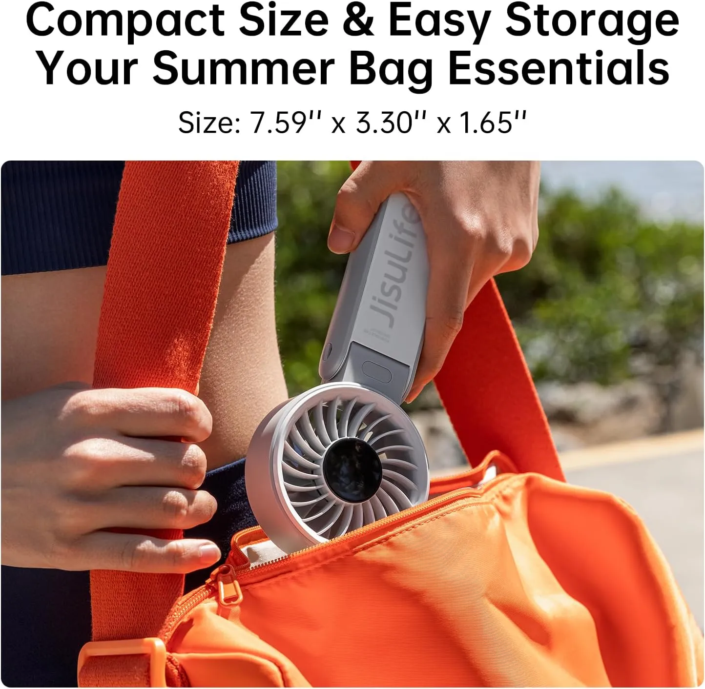 JISULIFE Handheld Fan Life7  Ultimate Flexibility: High-Power Motor, LED Display, 19.5 Hrs Cooling, 5000mAh Rechargeable, 5-Speed, Foldable Design, 3-IN-1 Portable Fan for Travel Cruise Beach(Grey)