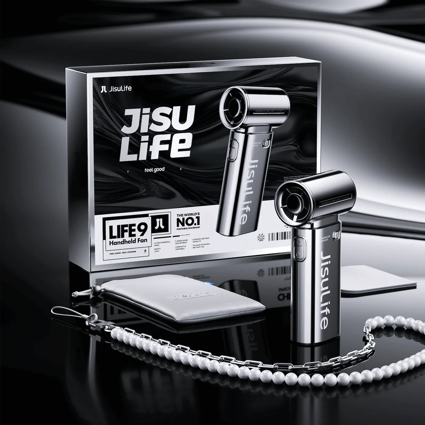 JisuLife Handheld Fan Life9 - Chrome