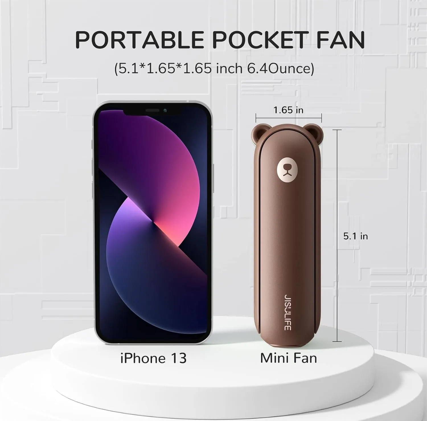JISULIFE Handheld Fan with 4500 mAh Powerbank Max 37 Hours Runtime, Pocket Portable Battery Operated or USB Powered Folding Personal Fan, 3 Speeds, Gifts for Women Men Kids Gift for Festival-Brown