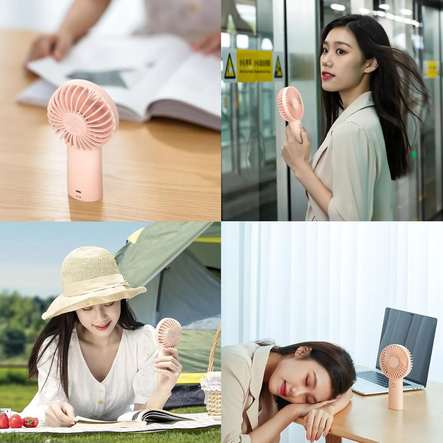 JISULIFE Handheld Portable Fan [20H Max Cooling Time] Mini Hand Fan, 4000mAh USB Rechargeable Personal Fan, Battery Operated Small Fan with 3 Speeds for Travel/Commute/Makeup/Office-Pink