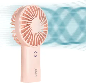 JISULIFE Handheld Portable Fan [20H Max Cooling Time] Mini Hand Fan, 4000mAh USB Rechargeable Personal Fan, Battery Operated Small Fan with 3 Speeds for Travel/Commute/Makeup/Office-Pink Battery-powered portable fan