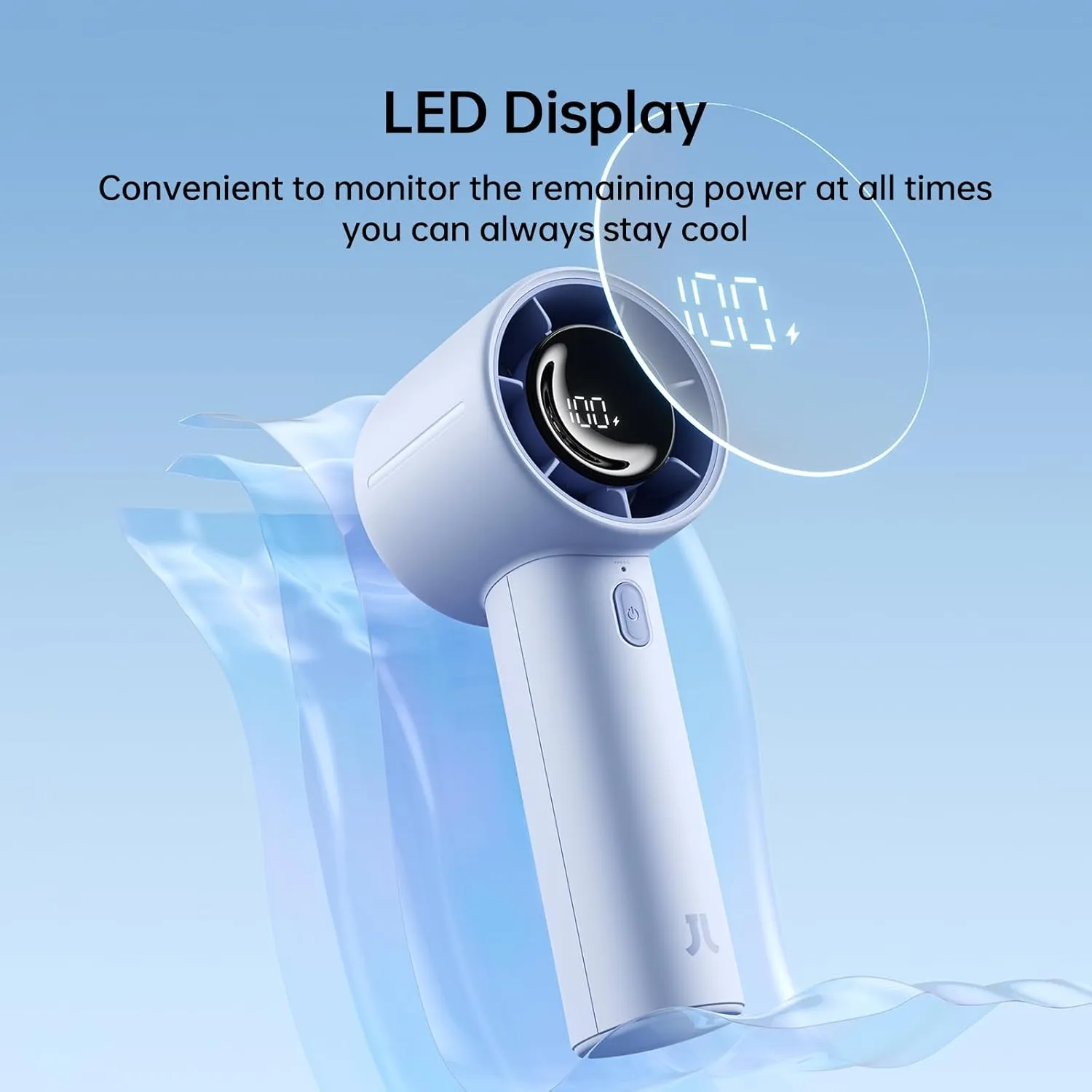 JISULIFE Handheld Turbo Fan, 5000mAh Rechargeable Portable Fans,Up to 28 Hours Cooling,5 Speed Strong Wind,Personal Mini Fan for Travel Outdoor Camping Beach MakeupBlue