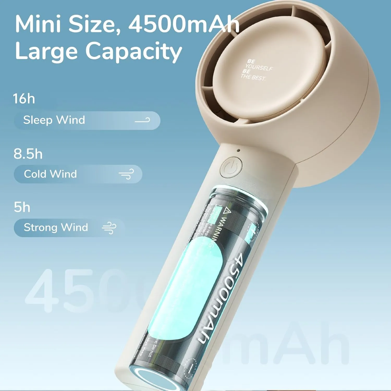 JISULIFE Mini Portable Fan-Bladeless Safe Design, Powerful Turbo Handheld Fan with 5 Speeds, 16Hrs Max Cooling TimeUSB Rechargeable, Small Pocket for Travel/Lash, Gifts For Girls/Women