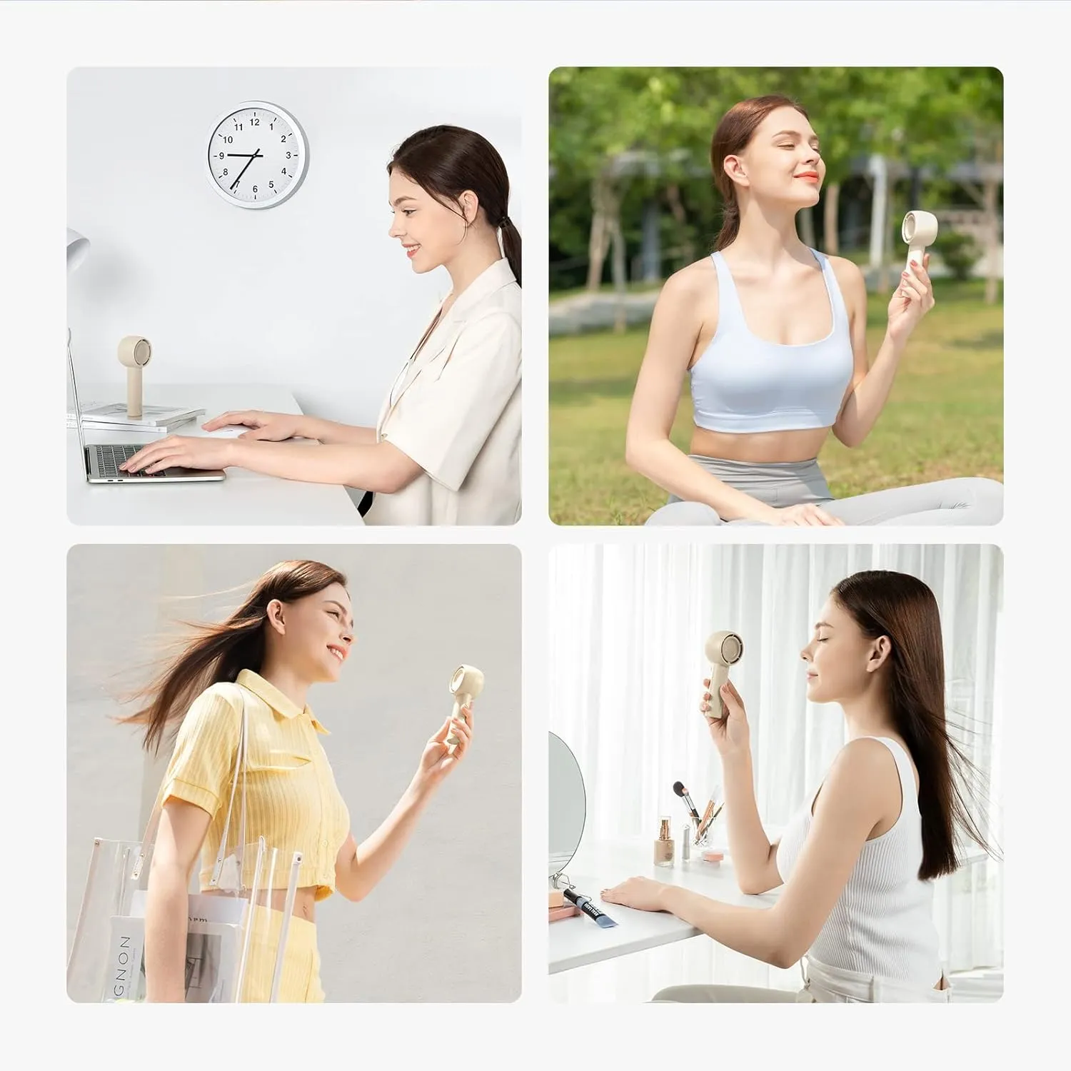 JISULIFE Mini Portable Fan-Bladeless Safe Design, Powerful Turbo Handheld Fan with 5 Speeds, 16Hrs Max Cooling TimeUSB Rechargeable, Small Pocket for Travel/Lash, Gifts For Girls/Women