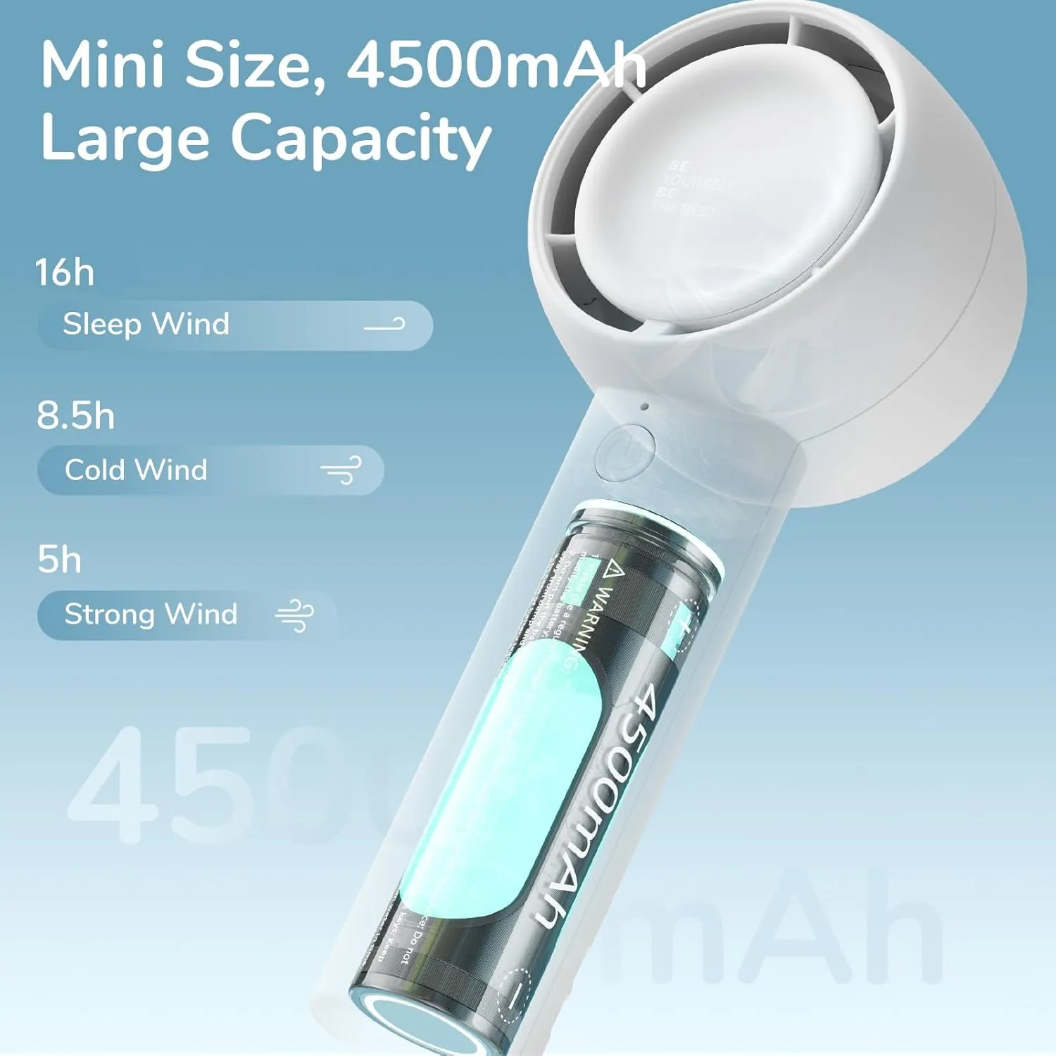 JISULIFE Mini Portable Fan-Bladeless Safe Design, Powerful Turbo Handheld Fan with 5 Speeds, 16Hrs Max Cooling TimeUSB Rechargeable, Small Pocket for Travel/Lash, Gifts For Girls/Women
