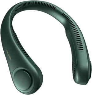 JISULIFE Neck Fan Portable, Personal Wearable Fan with Battery Rechargeable, Bladeless Travel Cooling Design with Powerful Wind, 3 Speeds, Quiet, Gifts for Men/Women/Friends - Green Small bladeless fan for quiet cooling