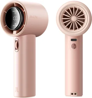 JISULIFE Portable Handheld Fan, Speed(1-100) Adjustable Turbo Mini and 3600mAh Battery Rechargeable Personal Fan, Digital Display, Gifts for Women Men Travel/Camping/Outdoor-Pink Neck fan for hands-free comfort