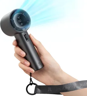 JISULIFE Portable Handheld Fan,Speed(1-100) Adjustable Turbo Mini Fan,5000mAh Battery Rechargeable Personal Fan with Metal Body,Digital Display,Gifts for Women Men Travel/Camping/Outdoor-Grey Neck fan for hands-free comfort