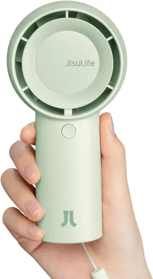 JISULIFE Portable Handheld Turbo Fan [16H Max Cooling Time], 4000mAh USB Rechargeable Personal Battery Operated Lash Small Pocket Fan with 5 Speeds for Travel/Outdoor/Vacation/Concerts - Green Neck fan for hands-free comfort